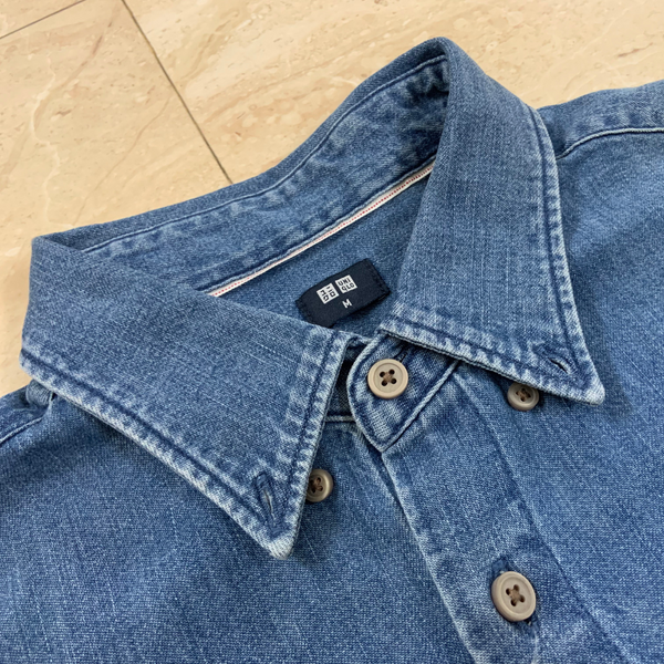 Uniqlo Blue Denim Shirt 'I Love Recycle' - reference
