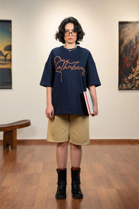 Kathnbenz Oversized Navy Blue T-Shirt - Abyss Finds