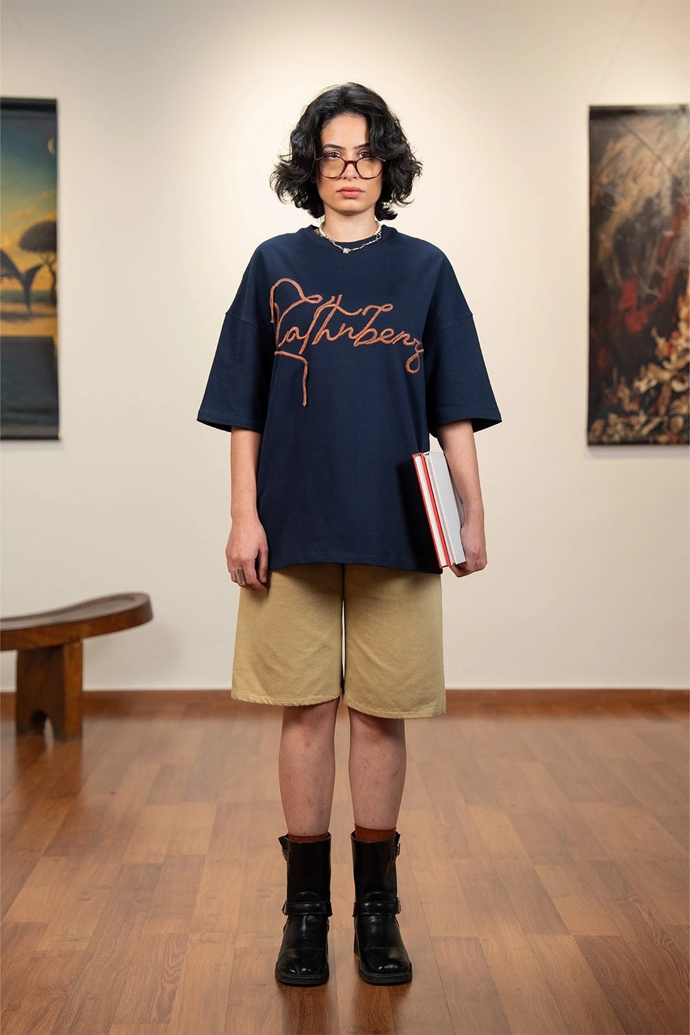 Kathnbenz Oversized Navy Blue T-Shirt - Abyss Finds