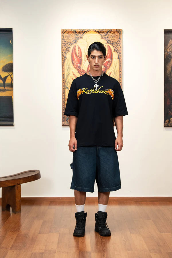 Kathnbenz Oversized Black T-Shirt - Tiger Claw