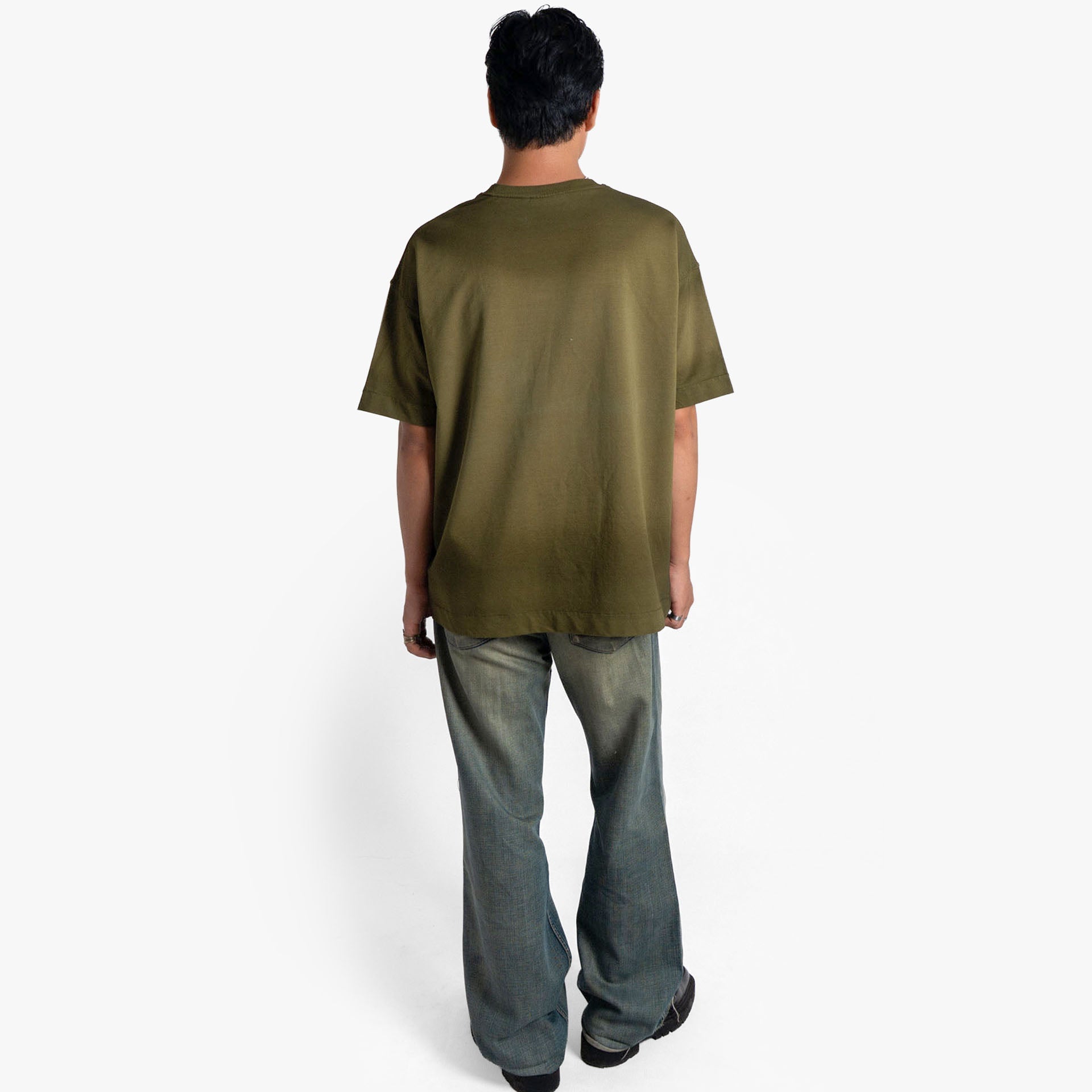 Khaaki Oversized T-shirt Olive Fade Wash - Faking Fades