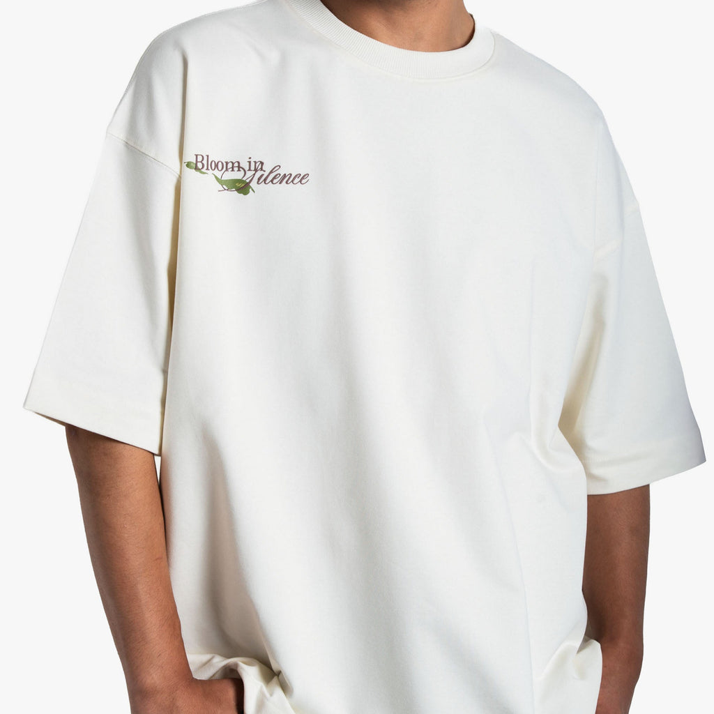 Khaaki Oversized T Shirt - Bloom in Silence