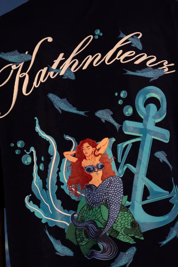 Kathnbenz Oversized Navy Blue T-Shirt - The Oath's Waves
