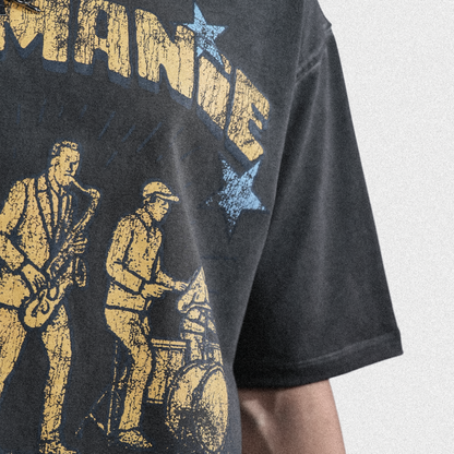 Khaaki Oversized T-shirt Black Pigment Washed - Melomanic