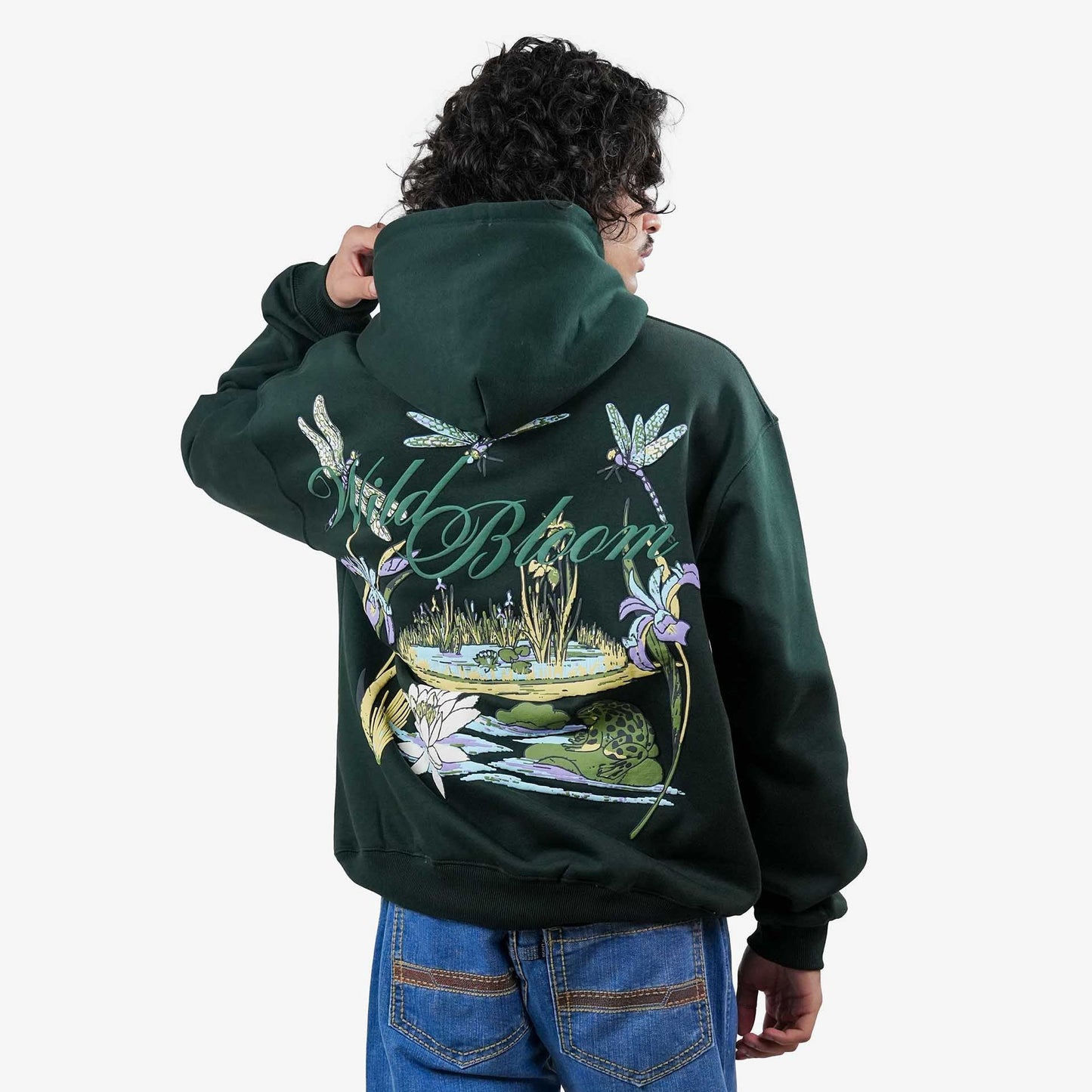 Khaaki Oversized Hoodie Bottle Green - Wild Bloom