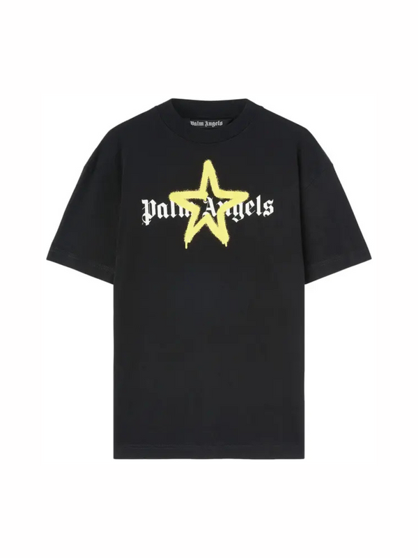 Palm Angels Star Sprayed Tee 'Black/Yellow' - reference