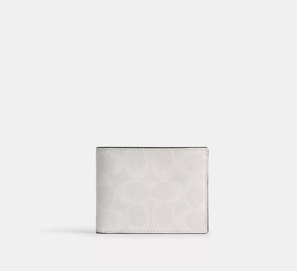 Coach Slim Billfold Wallet In Signature Canvas - Chalk/Smooth Leather/Signature Coated Canvas