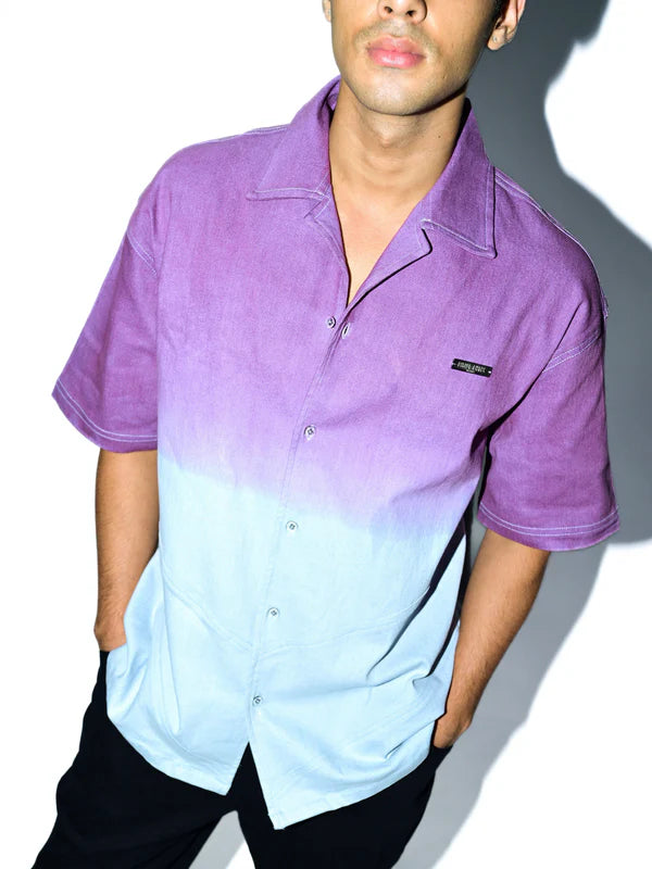 Rising Among Oversized Fade Ombre Shirt - Purple