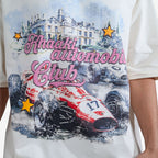 Khaaki Oversized T-Shirt Off-White Flock Printed - The Automobili Club