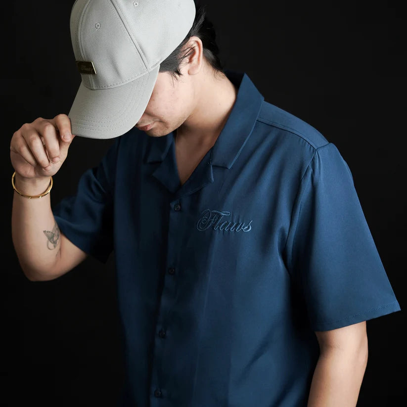 Flaws Aqua Blue Bowling Oversize Shirt