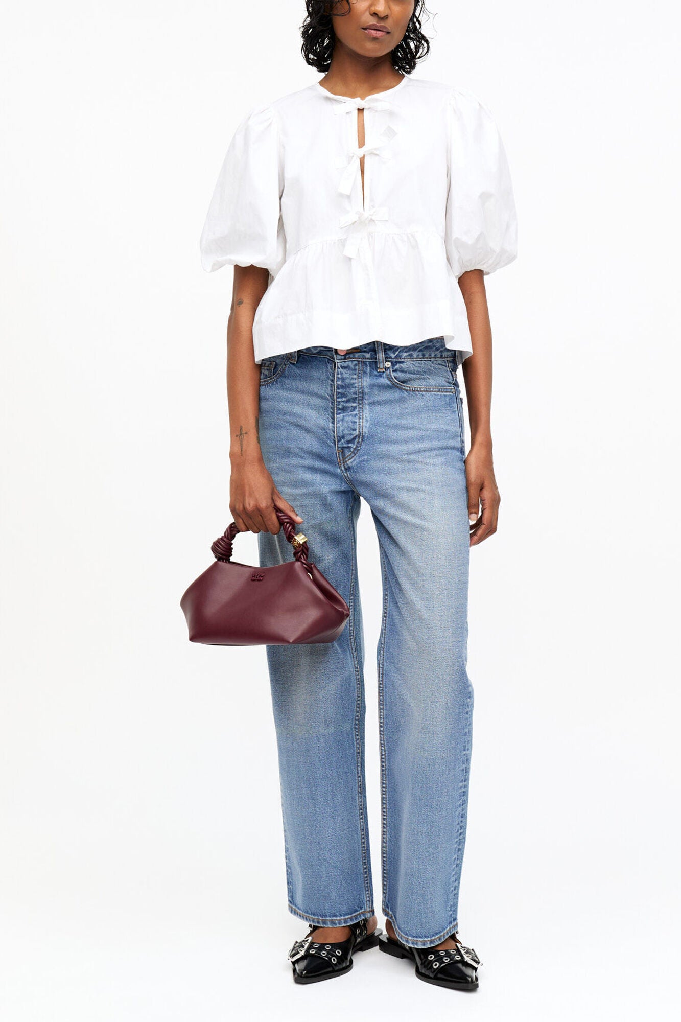GANNI Burgundy Small Bou Bag - Burgundy