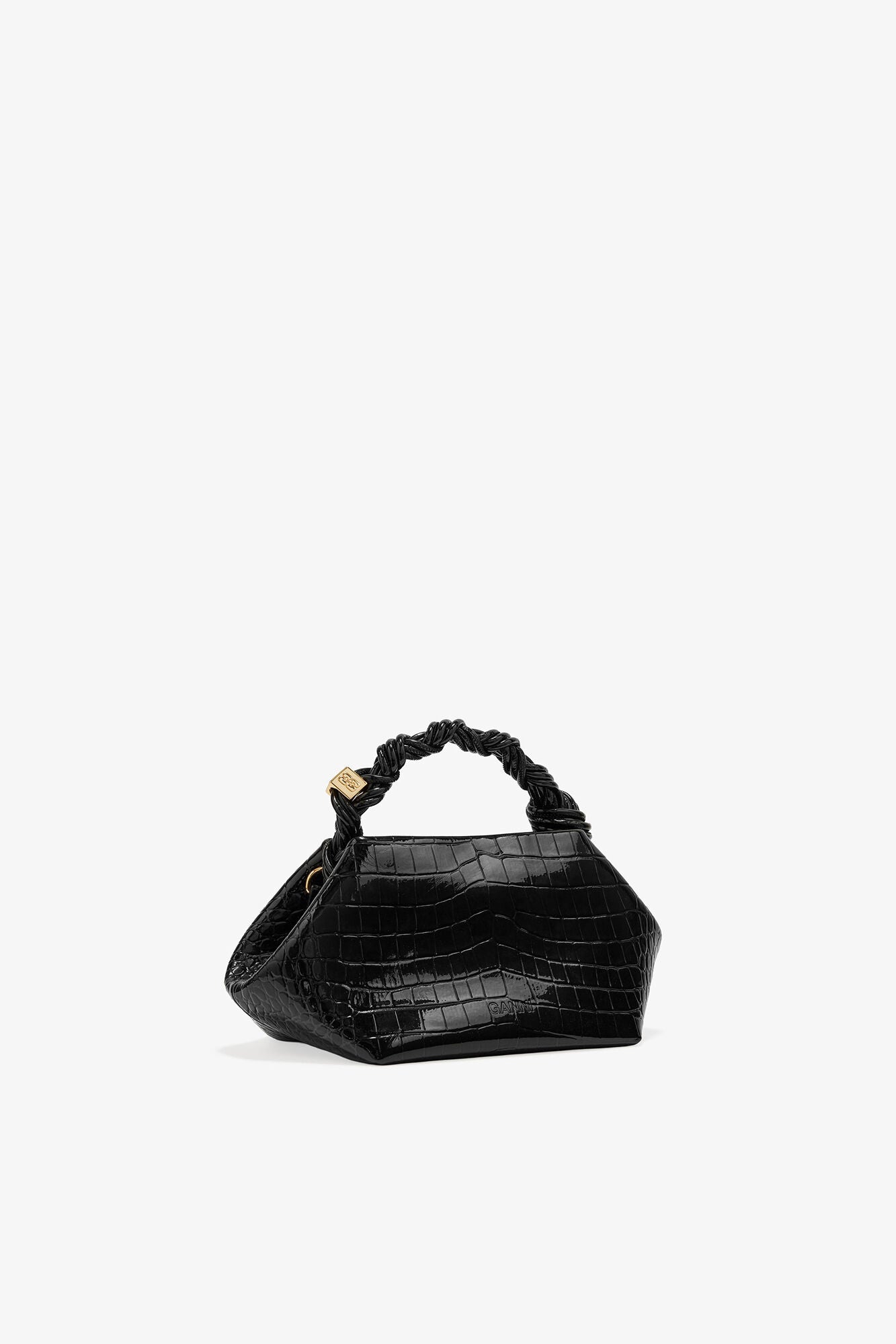 GANNI Black Croco Small Bou Bag - Black