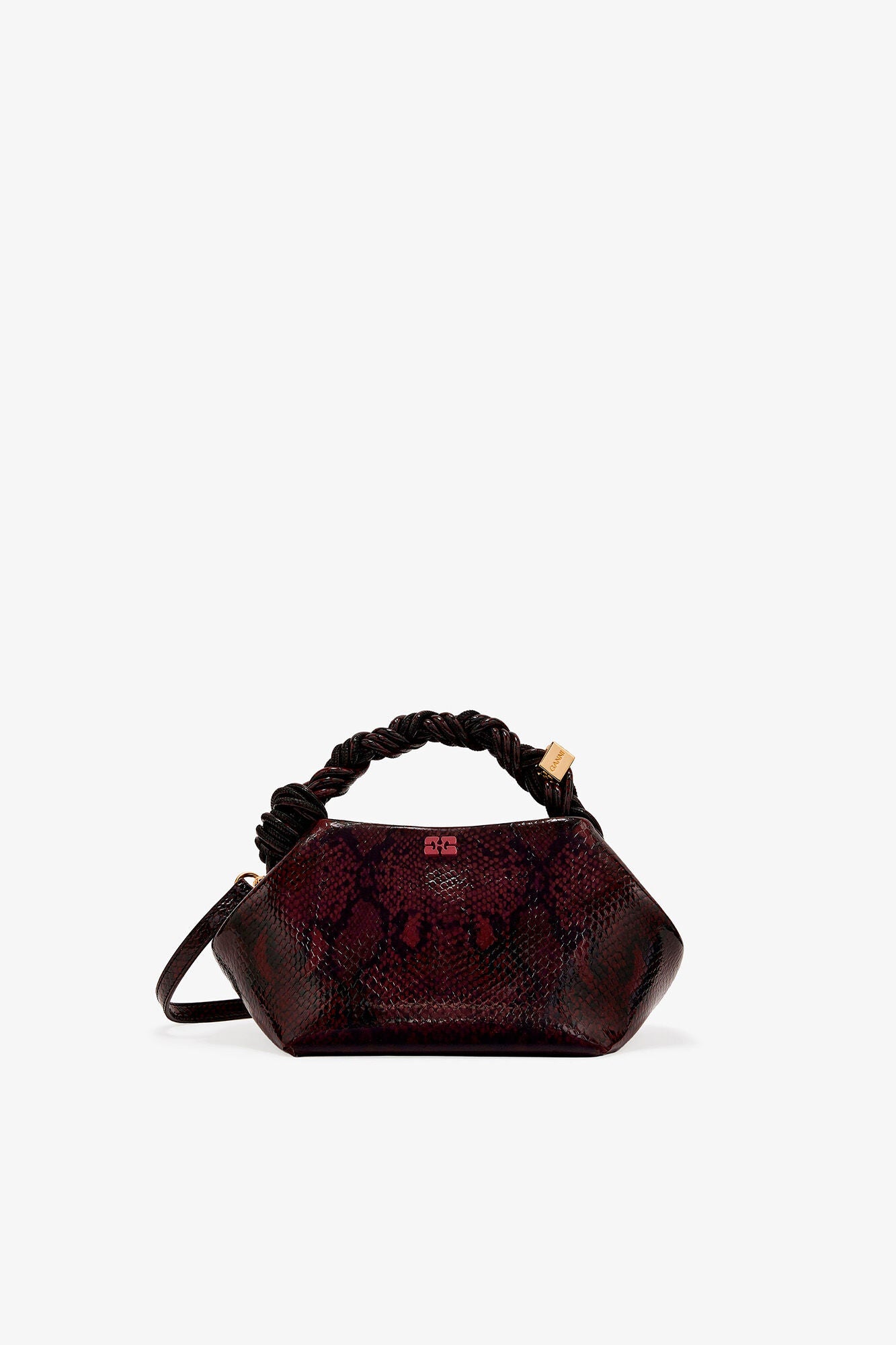 GANNI Burgundy Snake Small Bou Bag - Dark Burgundy