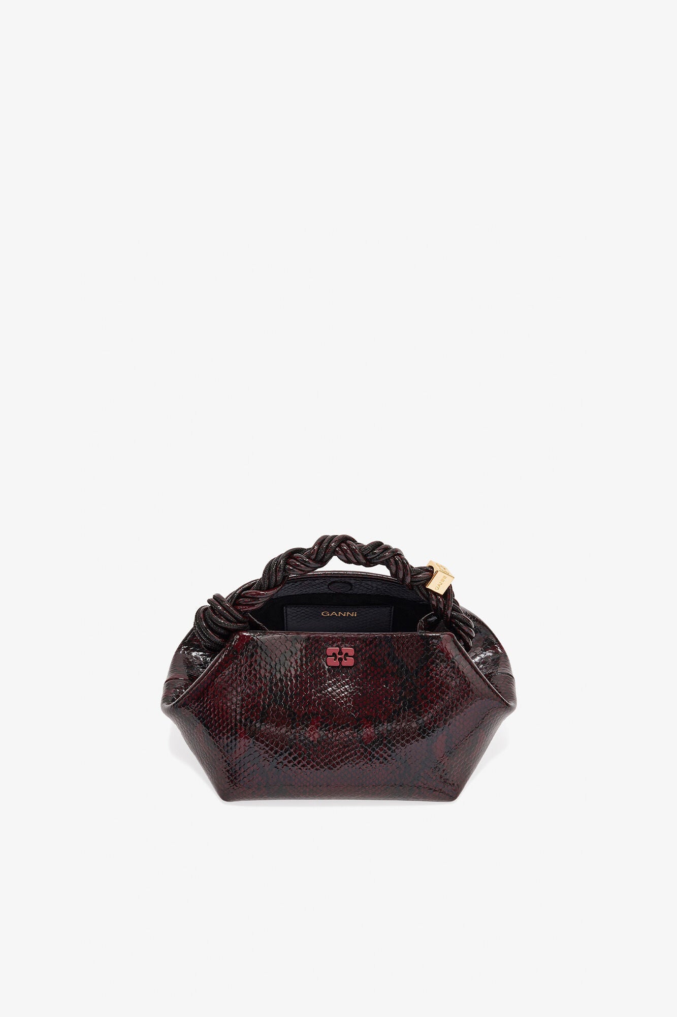 GANNI Burgundy Snake Small Bou Bag - Dark Burgundy