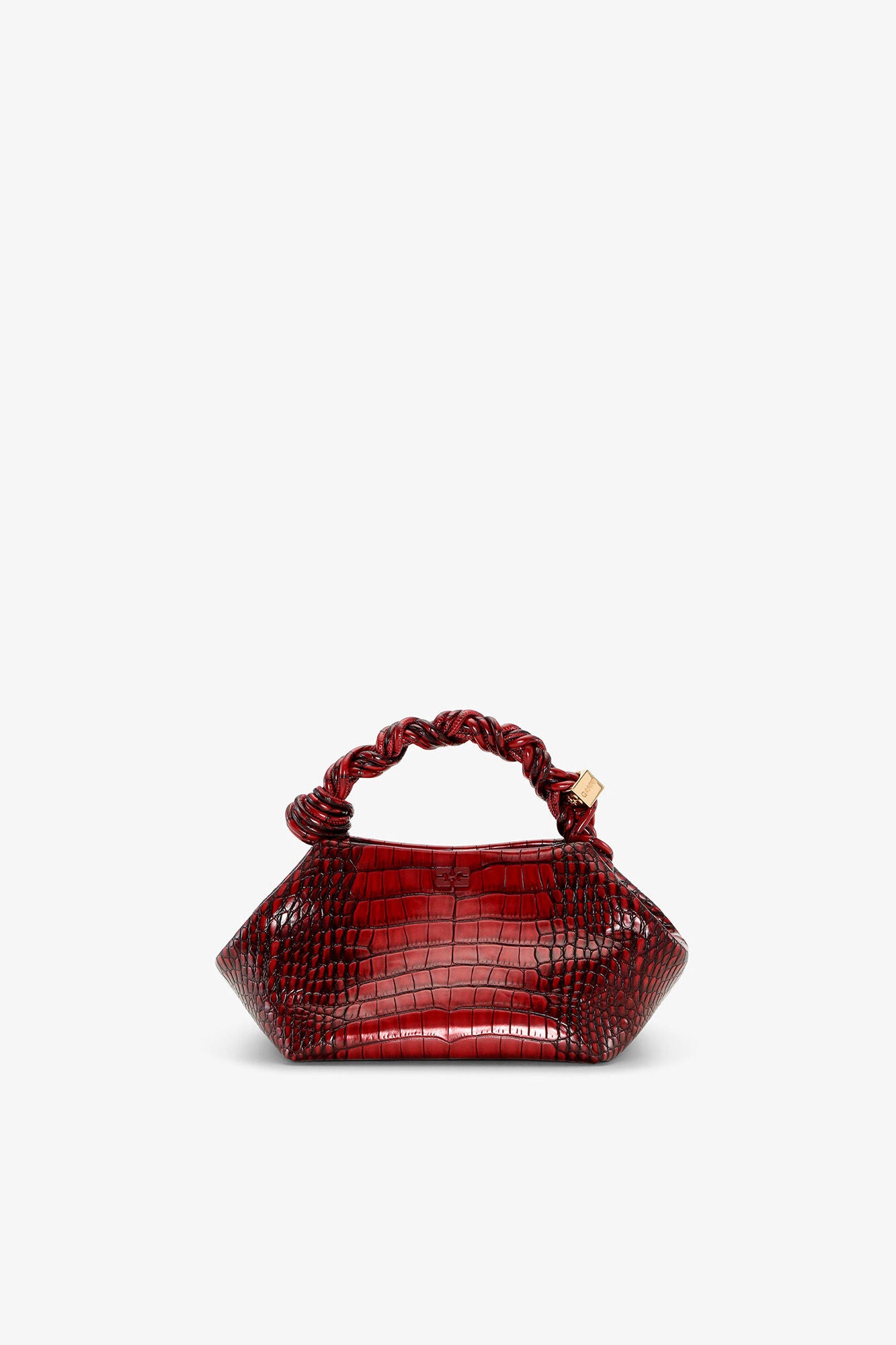 GANNI Burgundy Croco Small Bou Bag - Burgundy