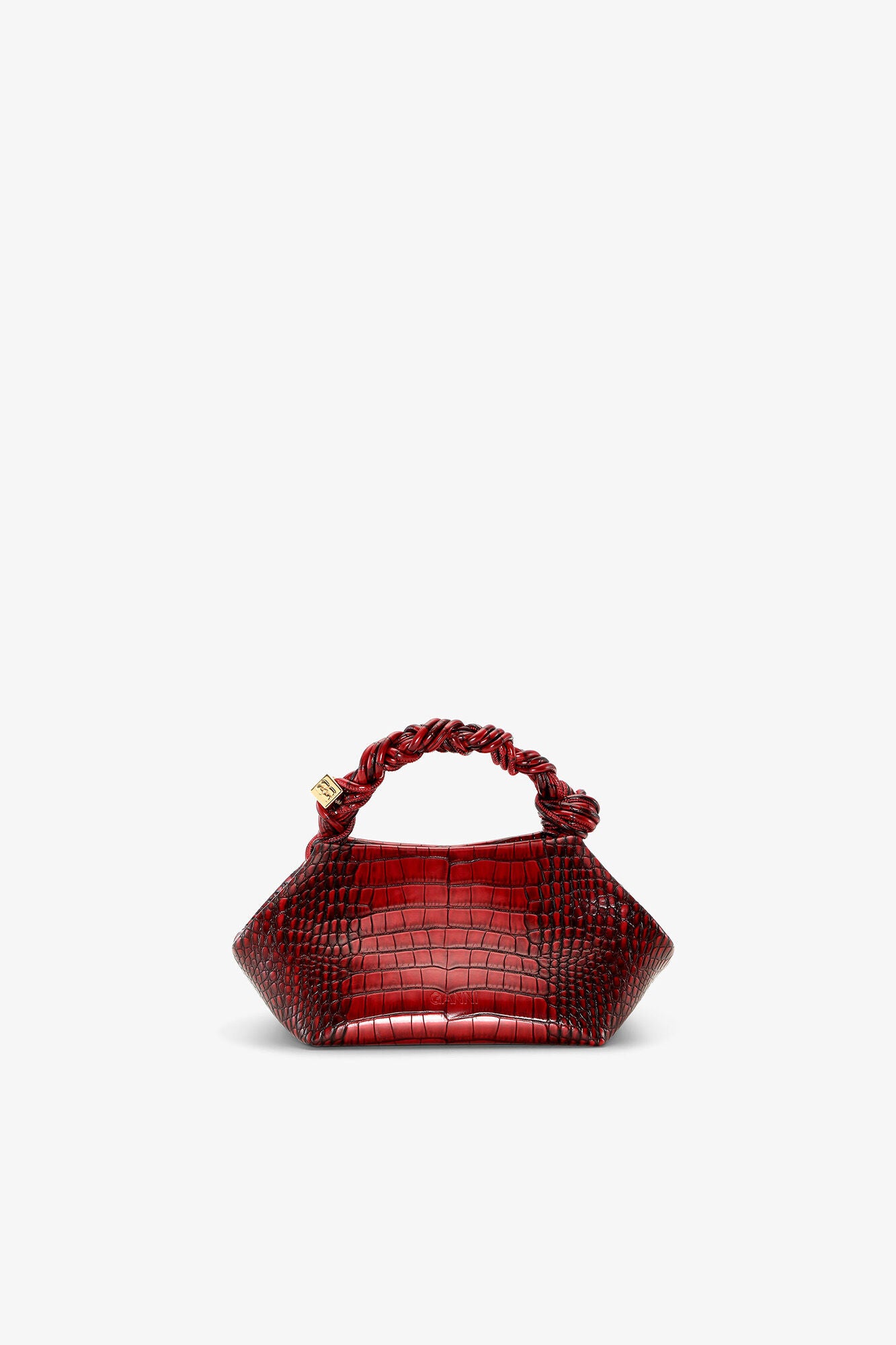 GANNI Burgundy Croco Small Bou Bag - Burgundy