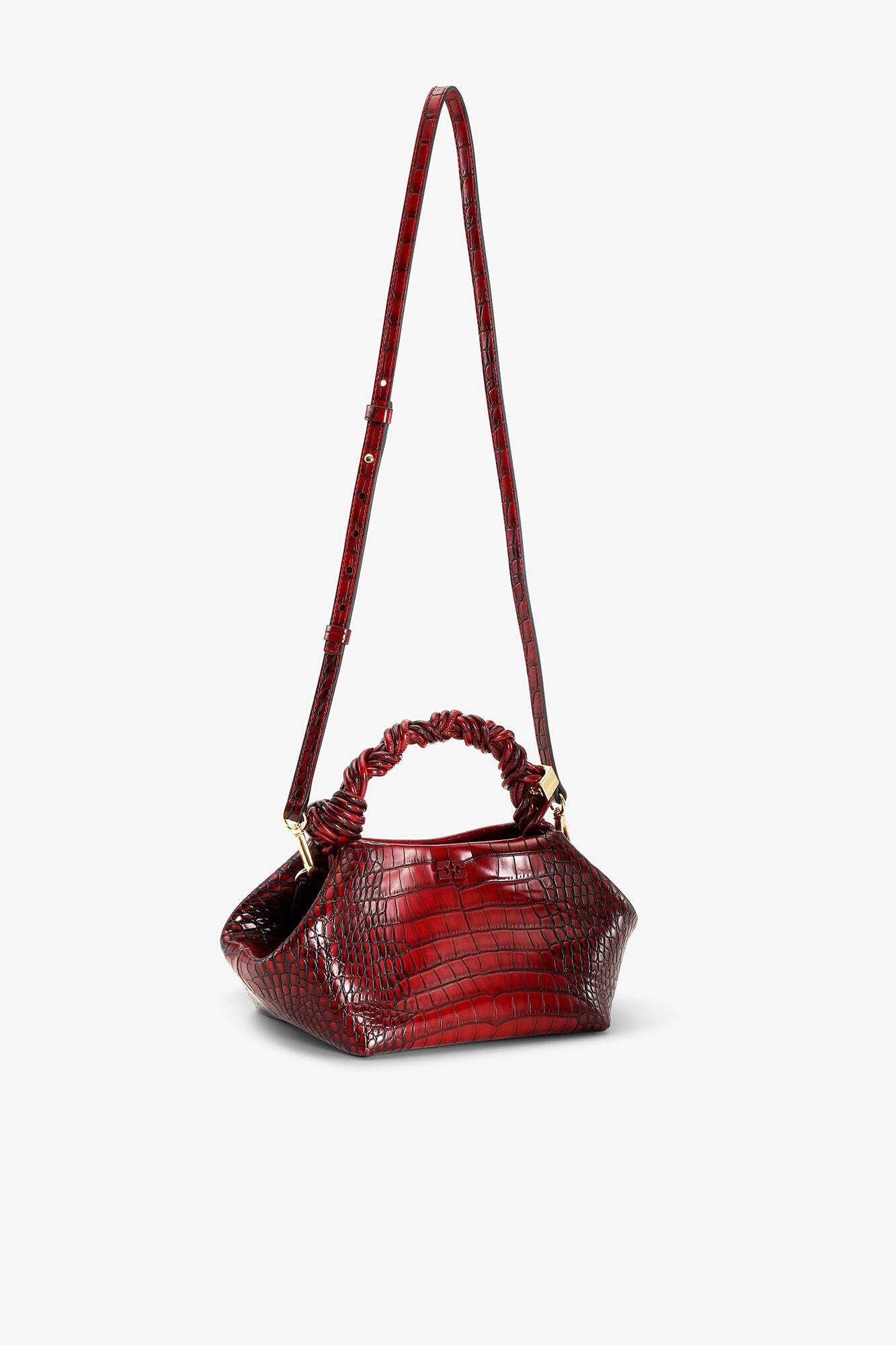 GANNI Burgundy Croco Small Bou Bag - Burgundy
