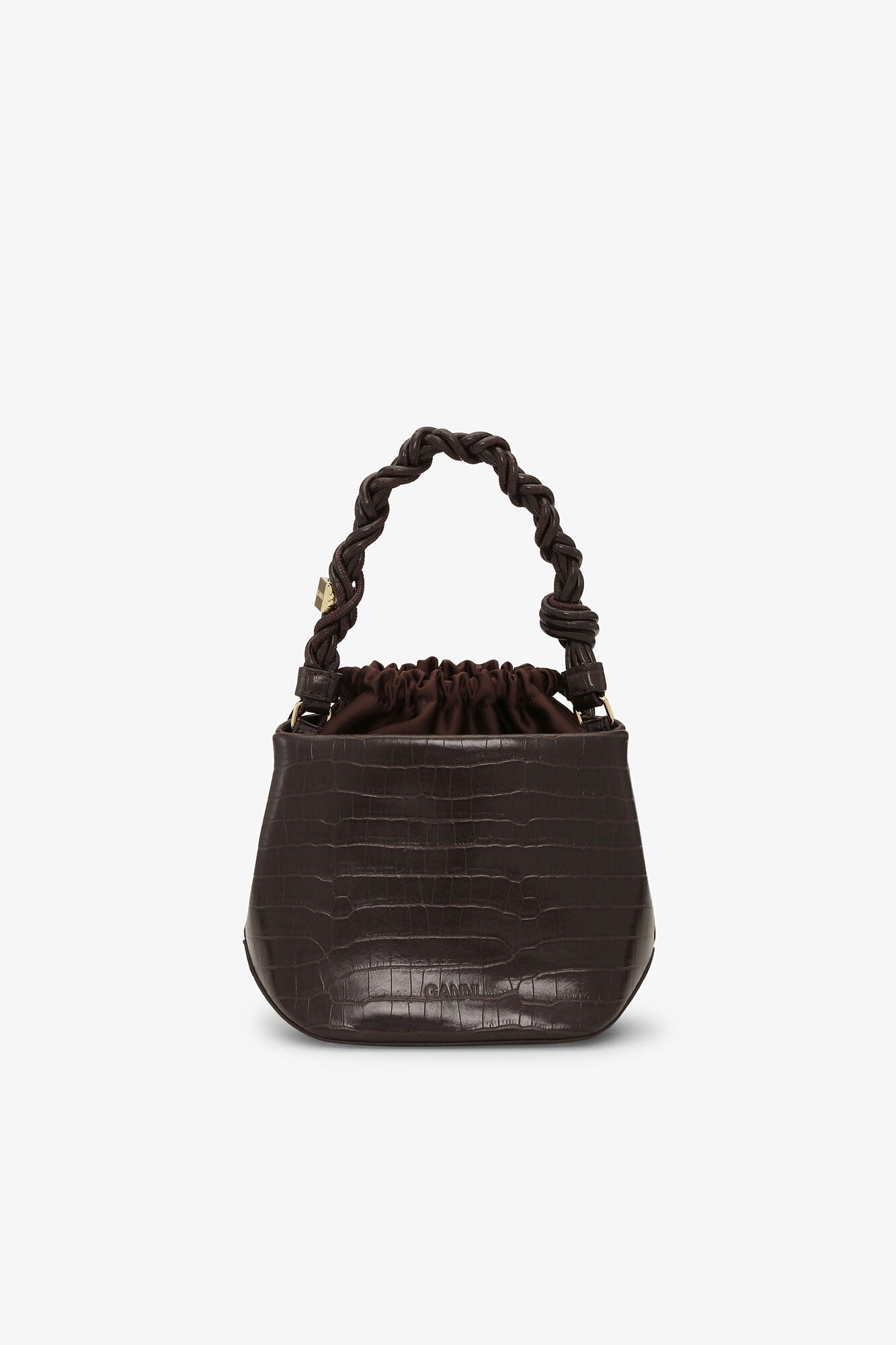 GANNI Brown Croco Bou Bucket Bag - Chocolate Fondant