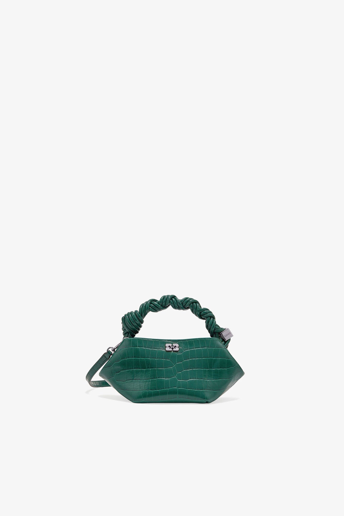 GANNI Green Croco Patent Mini Bou Bag - Pineneedle