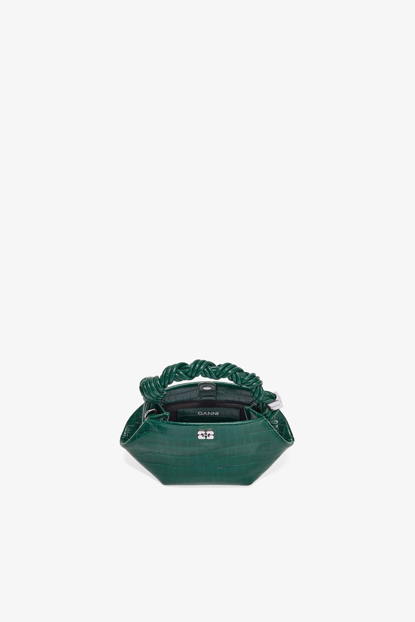 GANNI Green Croco Patent Mini Bou Bag - Pineneedle