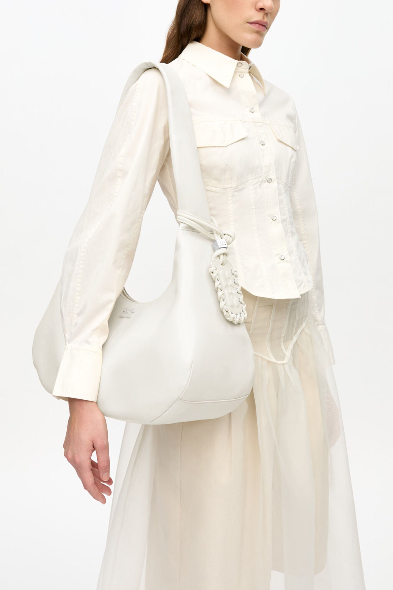 GANNI Medium Hobo Bag - Egret