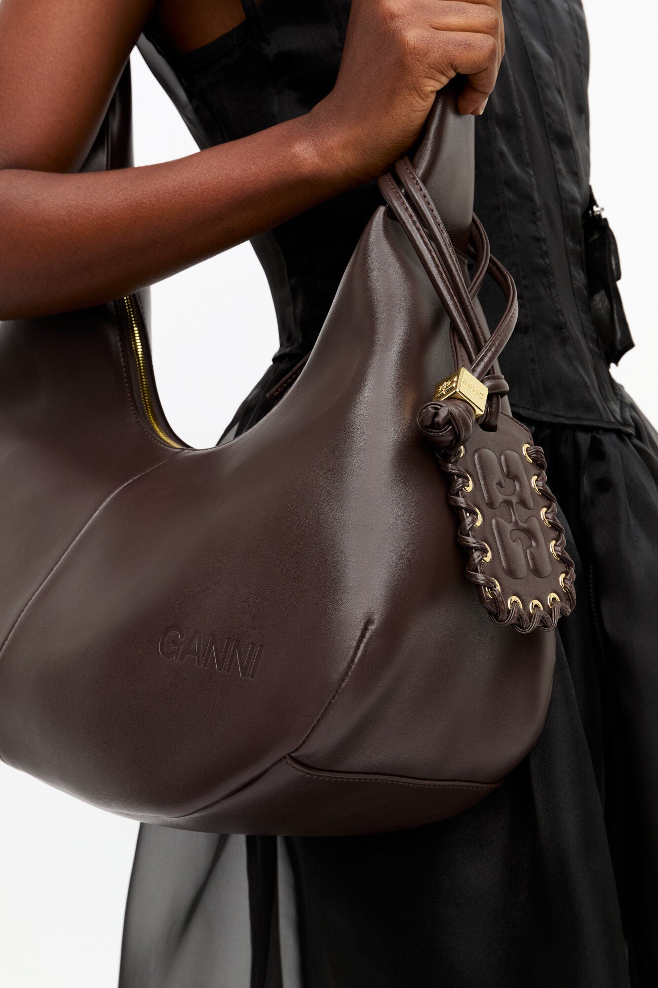 GANNI Medium Hobo Bag - Seal Brown