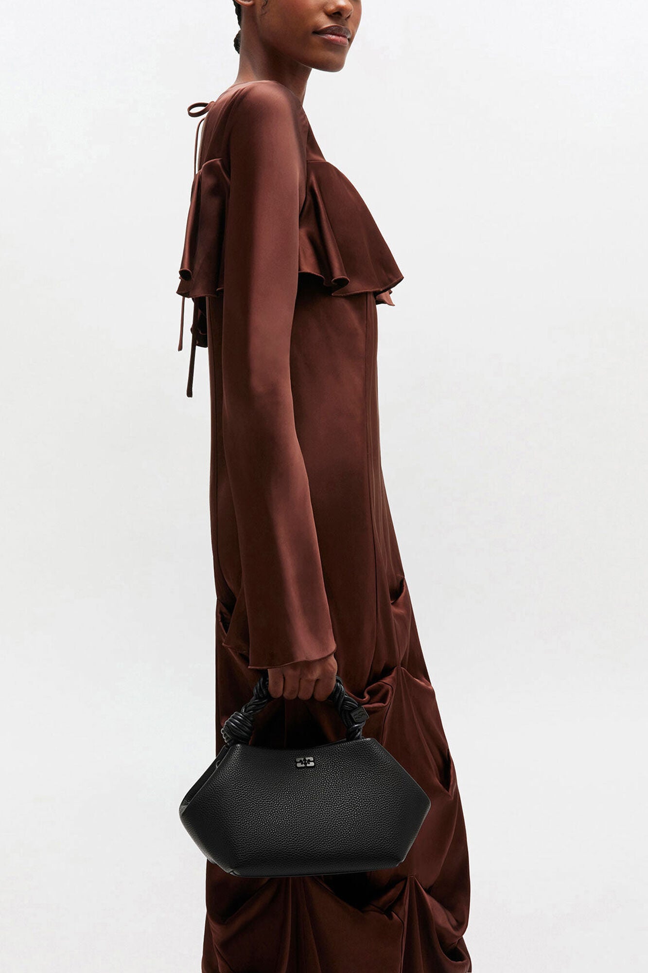 GANNI Black Grained Small Bou Bag - Black