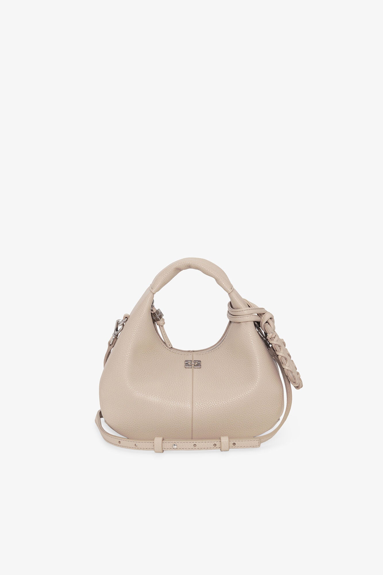 GANNI Light Grey Mini Hobo Bag - White Pepper