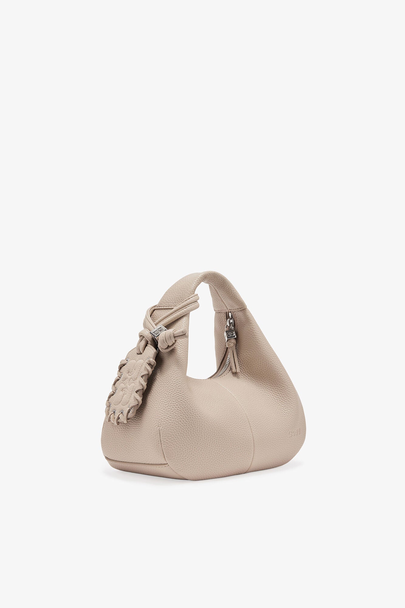 GANNI Light Grey Mini Hobo Bag - White Pepper