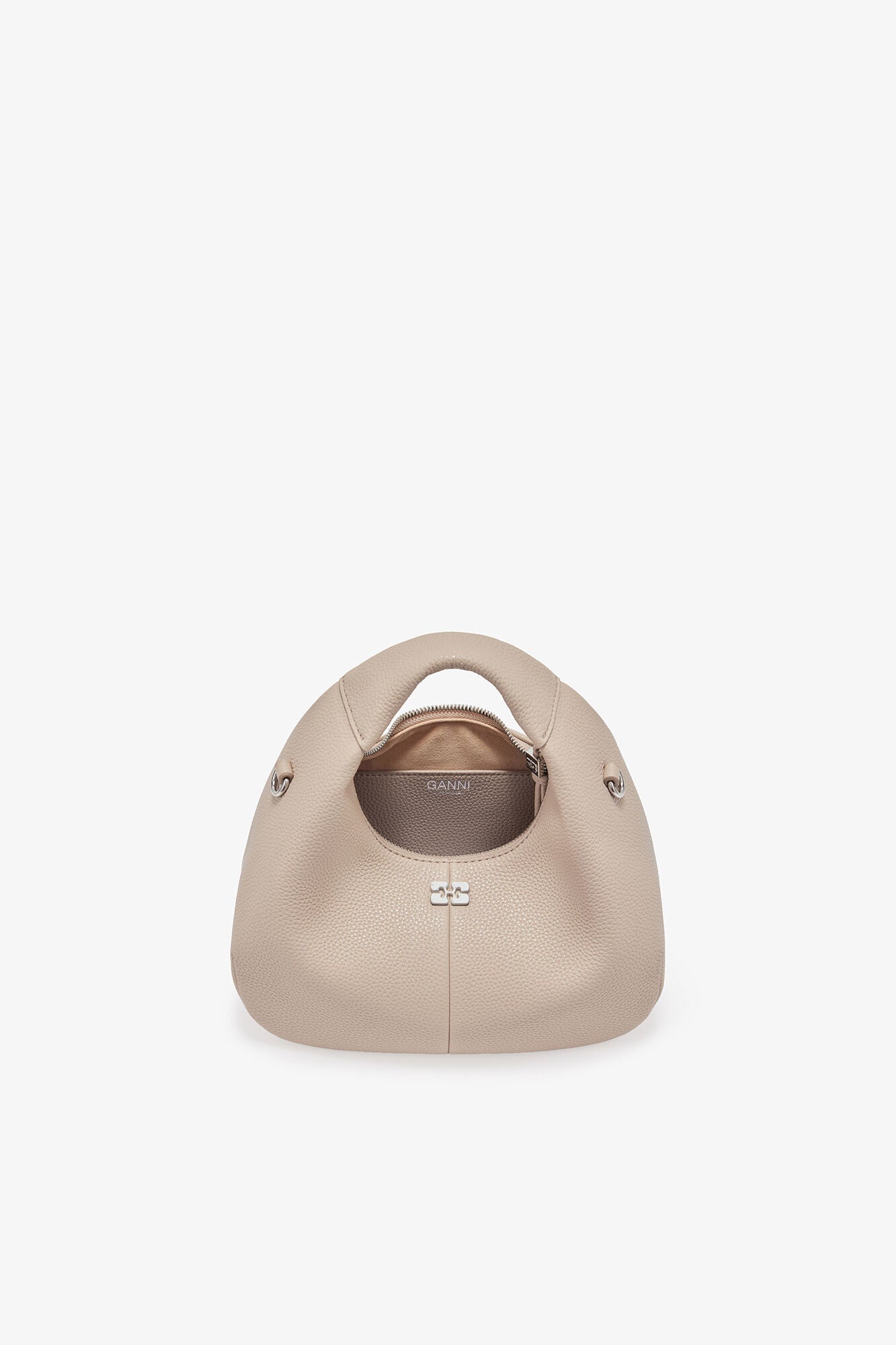 GANNI Light Grey Mini Hobo Bag - White Pepper
