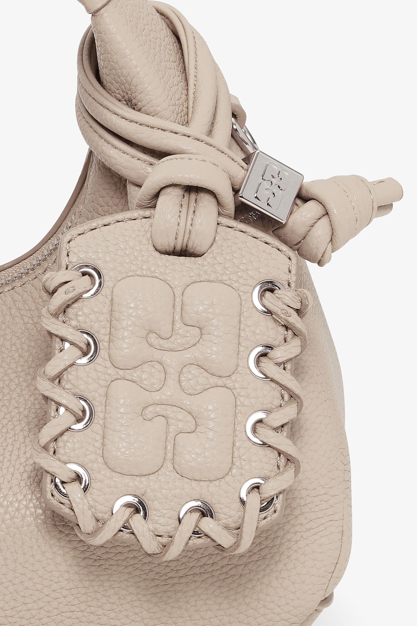 GANNI Light Grey Mini Hobo Bag - White Pepper