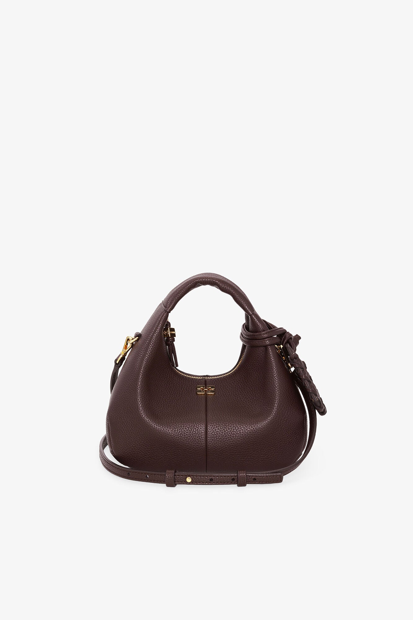 GANNI Brown Mini Hobo Bag - Chicory Coffee