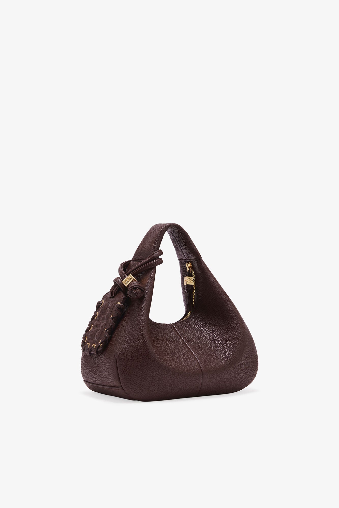 GANNI Brown Mini Hobo Bag - Chicory Coffee