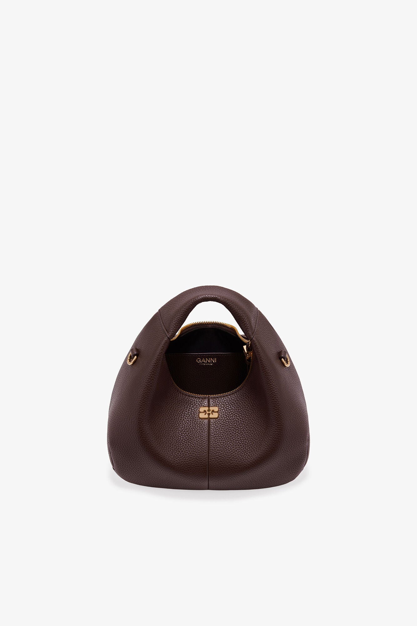 GANNI Brown Mini Hobo Bag - Chicory Coffee