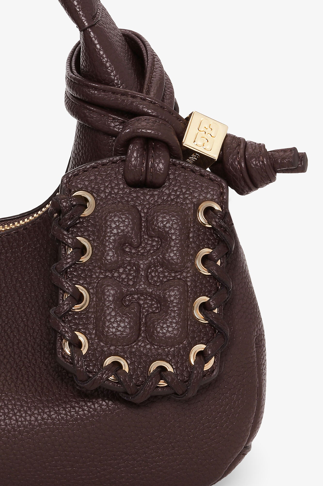 GANNI Brown Mini Hobo Bag - Chicory Coffee