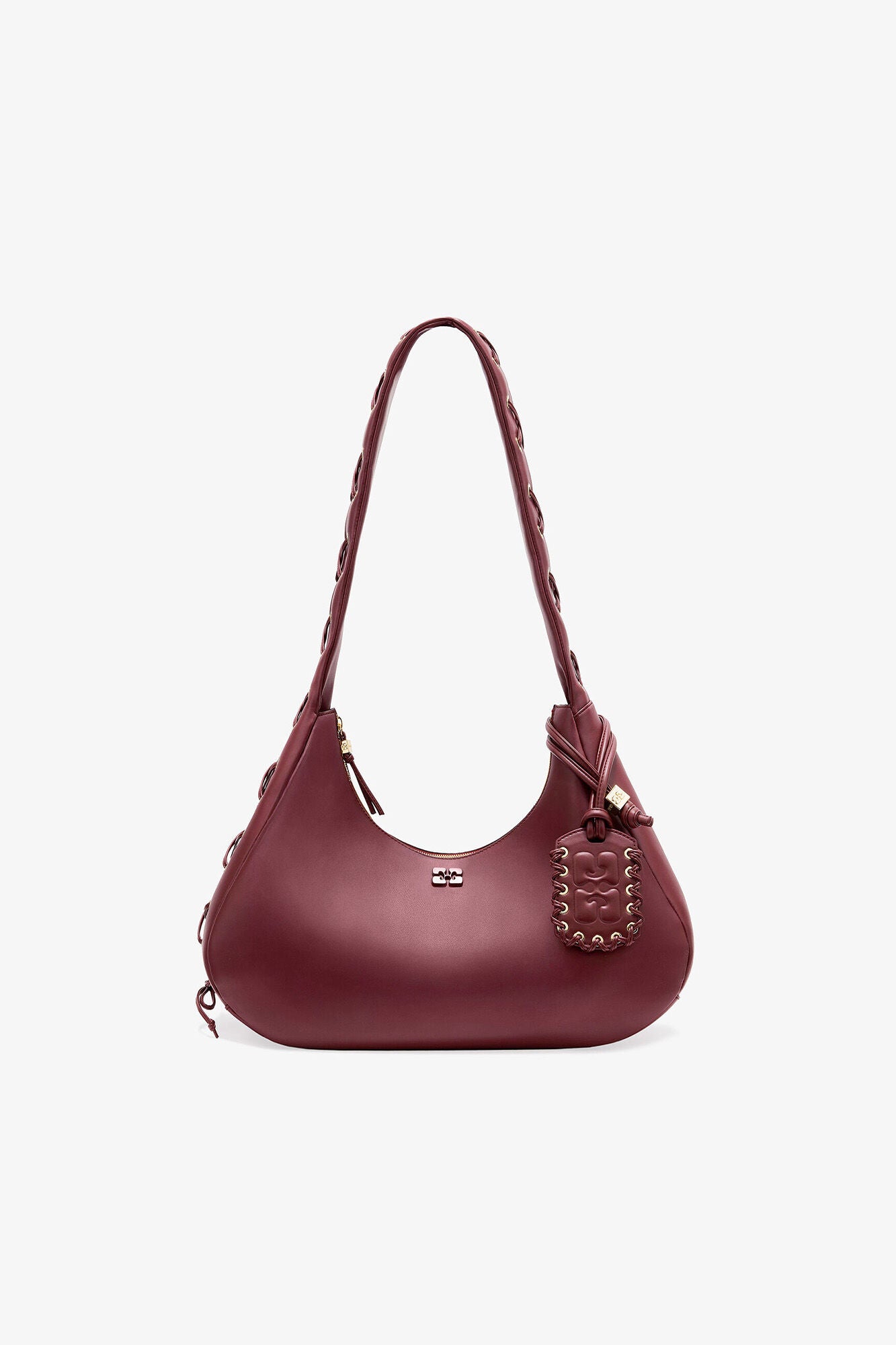 GANNI Medium Laces Hobo Bag - Burgundy