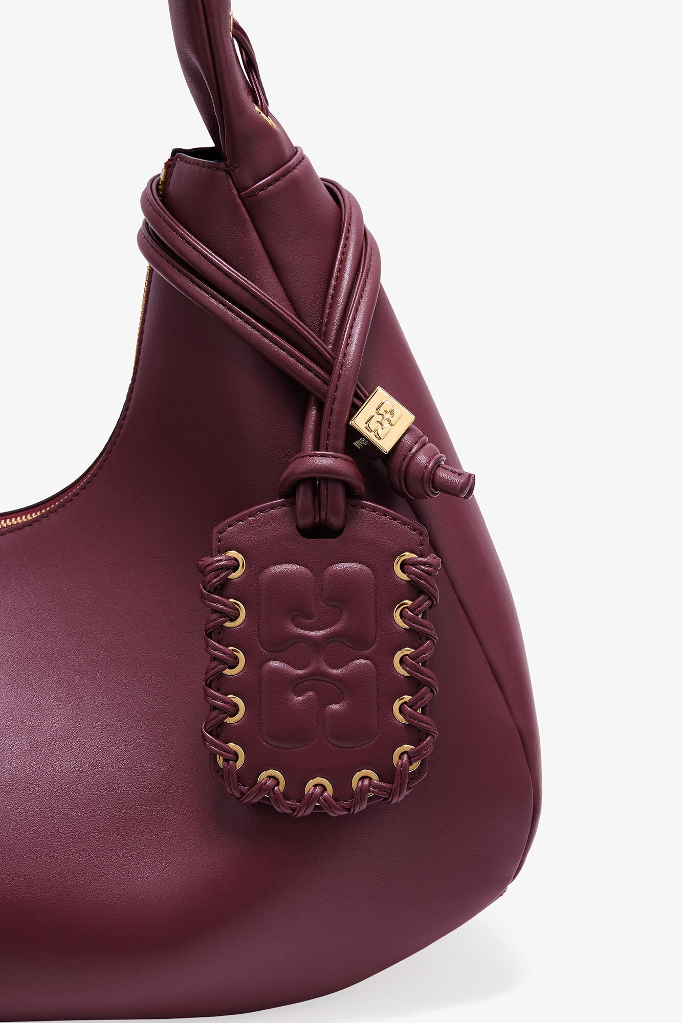 GANNI Medium Laces Hobo Bag - Burgundy