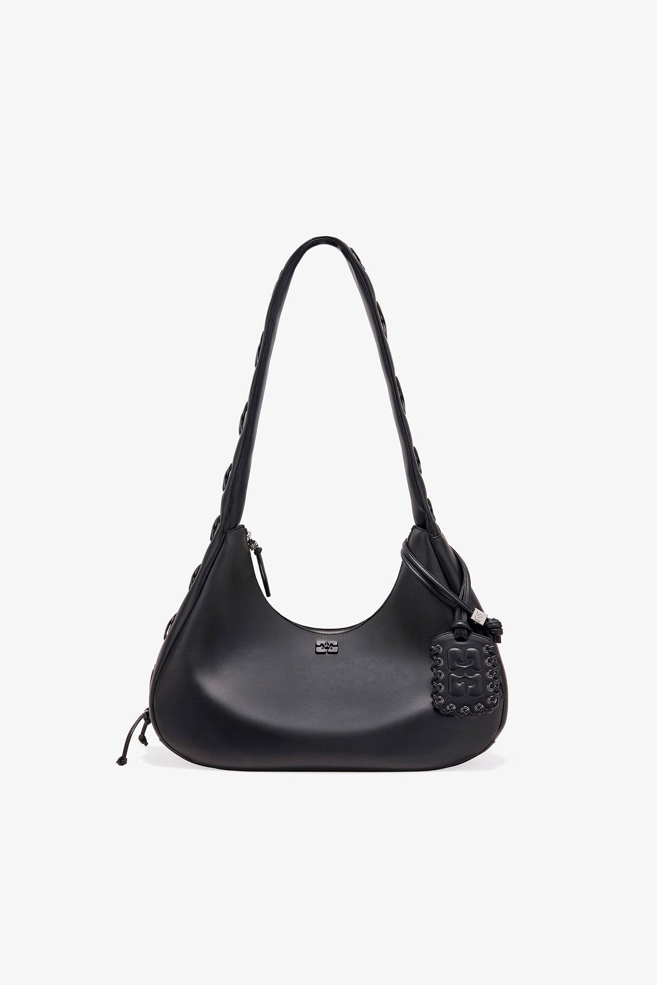 GANNI Medium Laces Hobo Bag - Black