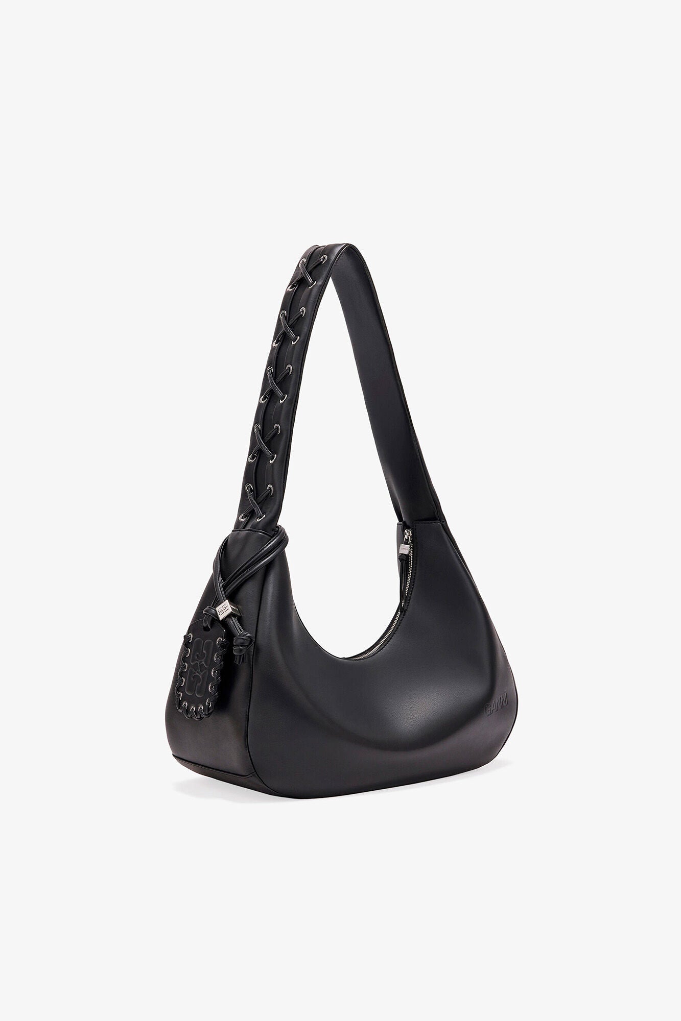 GANNI Medium Laces Hobo Bag - Black