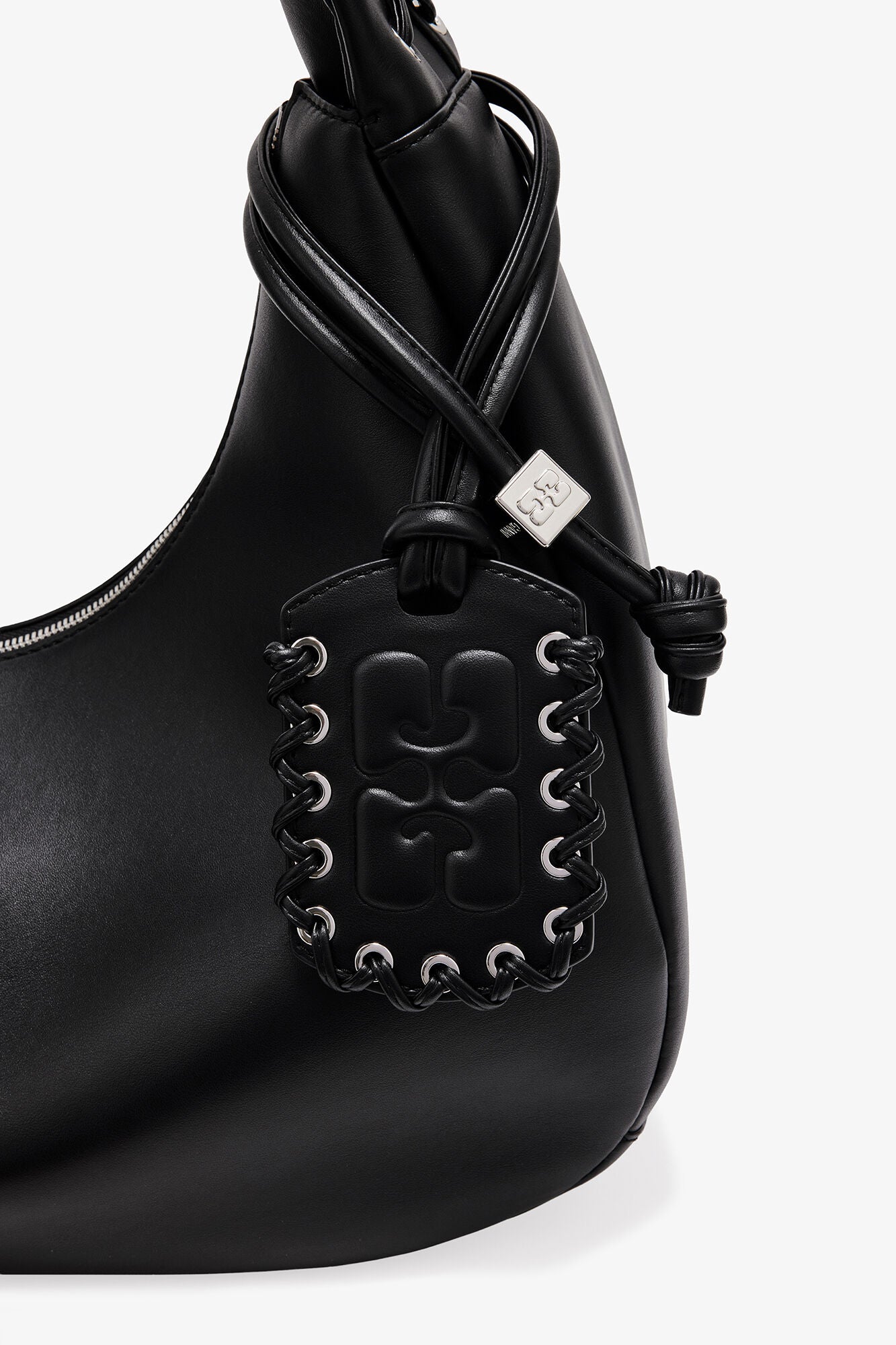 GANNI Medium Laces Hobo Bag - Black