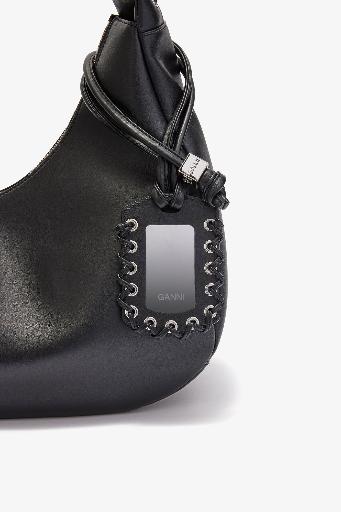 GANNI Medium Laces Hobo Bag - Black