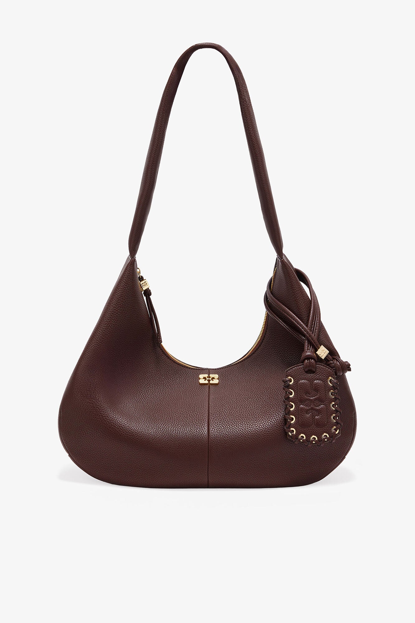 GANNI Grained Medium Hobo Bag - Chicory Coffee