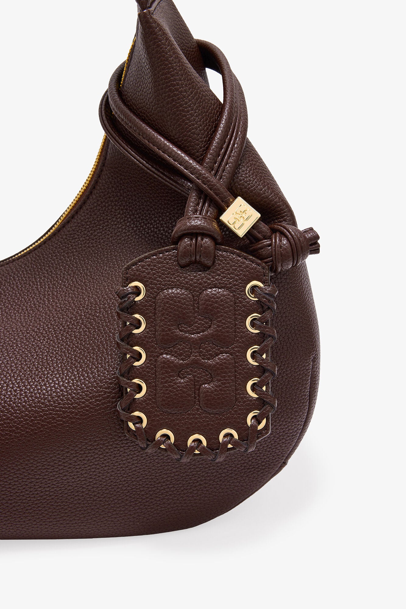 GANNI Grained Medium Hobo Bag - Chicory Coffee