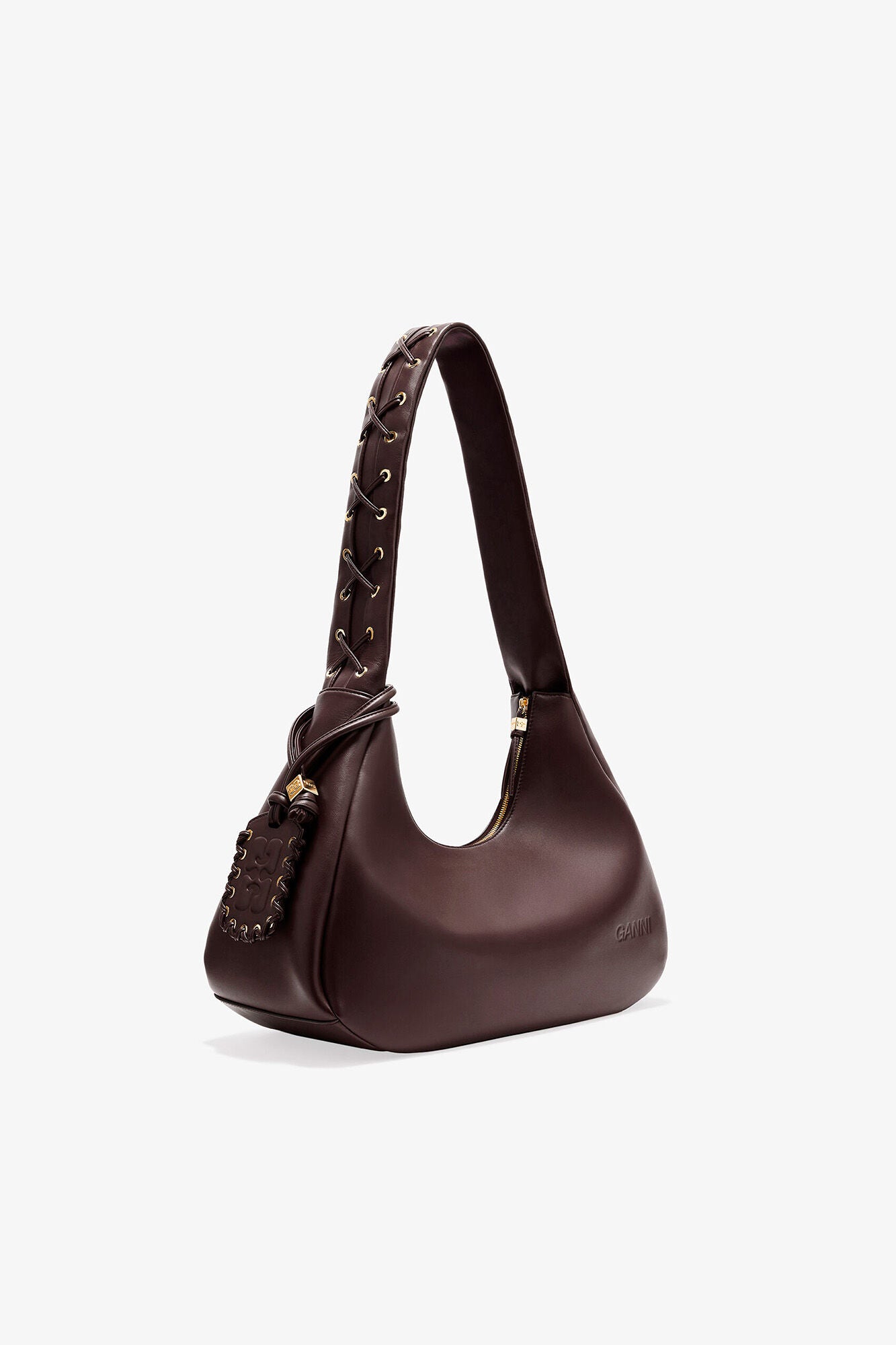 GANNI Medium Laces Hobo Bag - Chocolate Torte