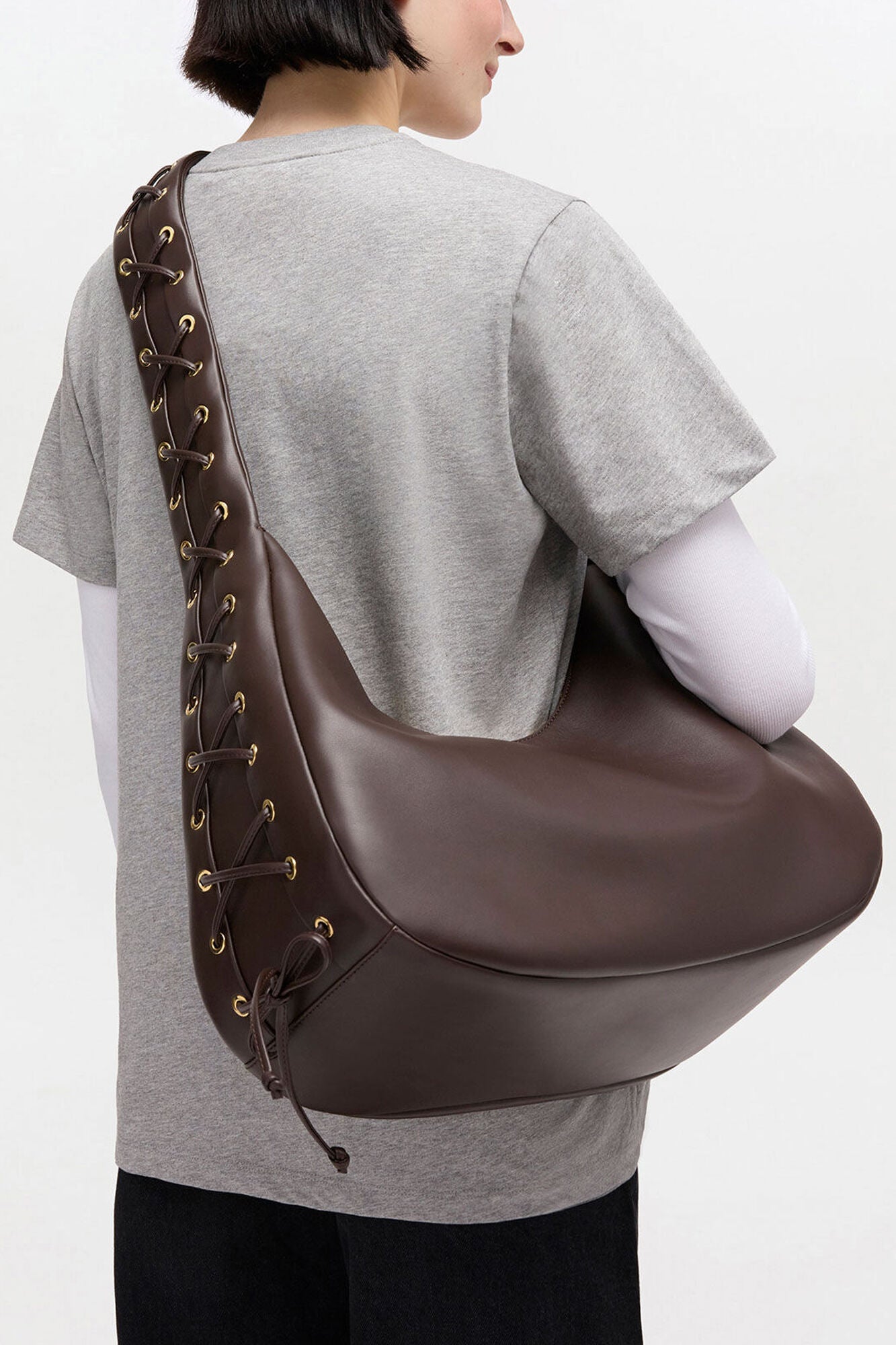 GANNI Medium Laces Hobo Bag - Chocolate Torte