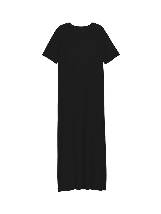 Exhale Label Black Side Slit T-Dress - Antima