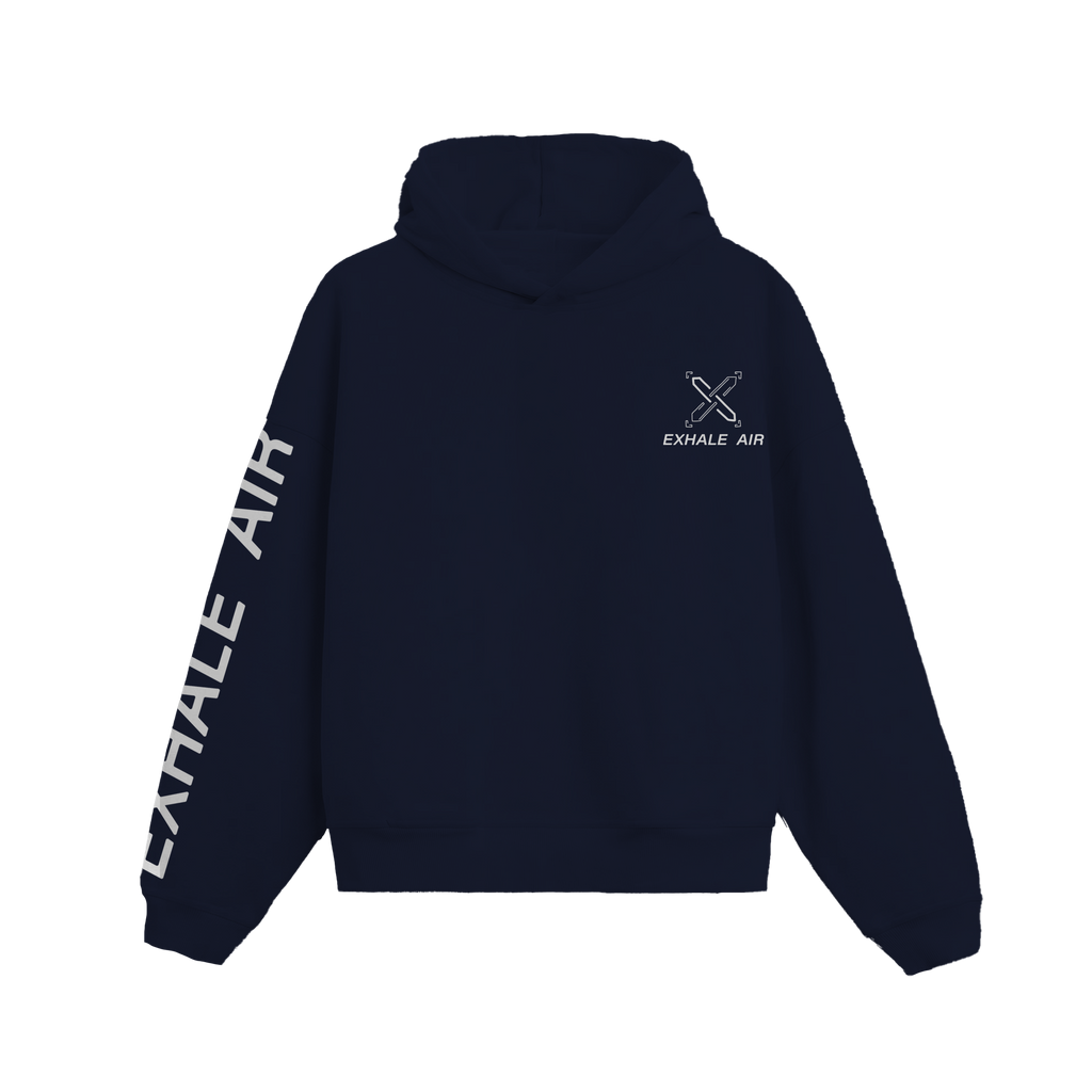 Exhale Label Oversized Hoodie Blue - Up In The Cloud