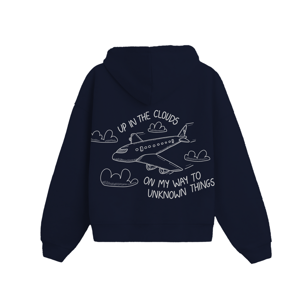 Exhale Label Oversized Hoodie Blue - Up In The Cloud