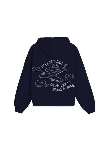 Exhale Label Oversized Hoodie Blue - Up In The Cloud