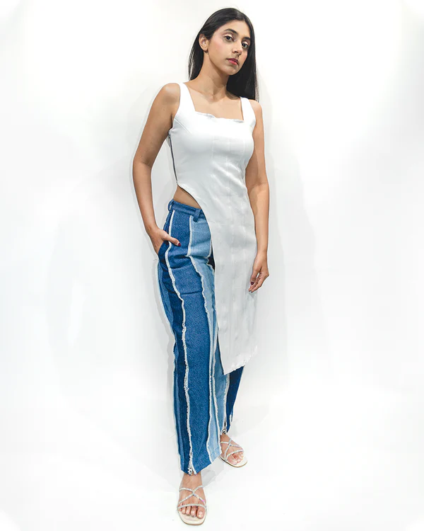Rising Among Curve ASYM Top - White